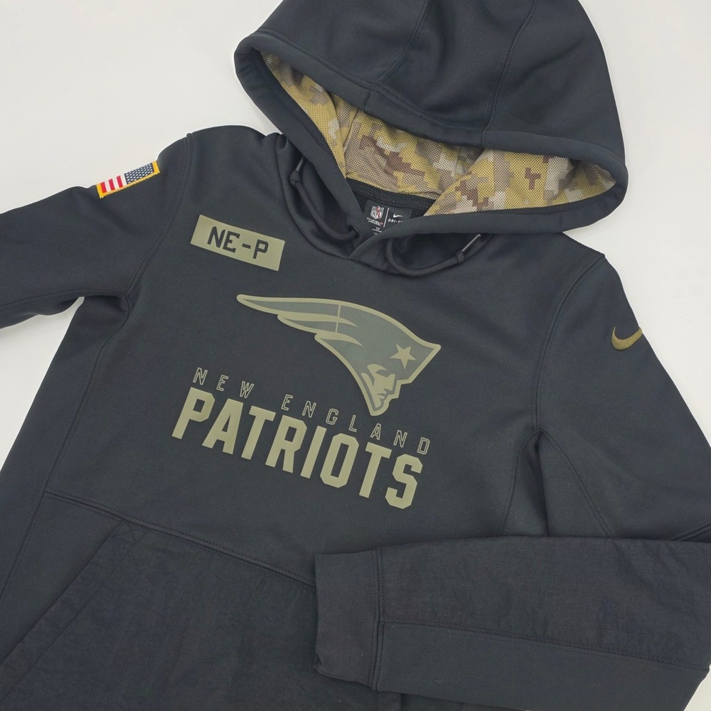 NIKE SALUTE TO SERVICE ON FIELD NEW ENGLAND PATRIOTS HOODIE‎ MENS XS BLACK CAMO